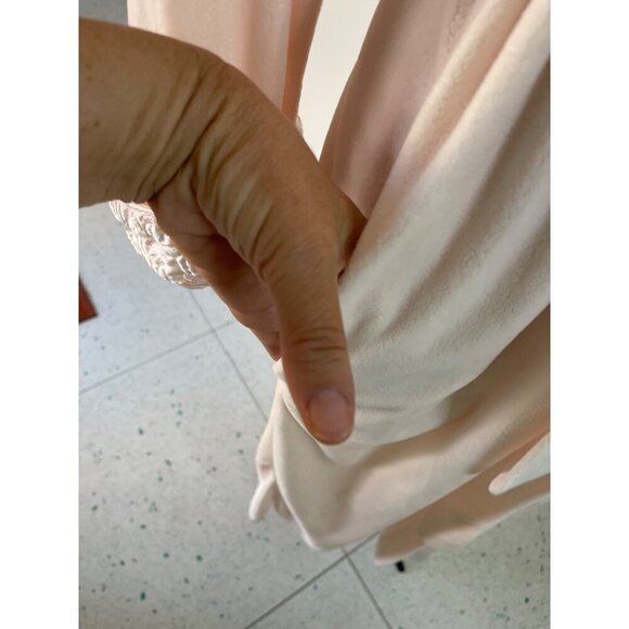 Diamond Tea Vintage Womens Robe Size Small Pink Fleece Belt Satin Trim - Picture 8 of 8